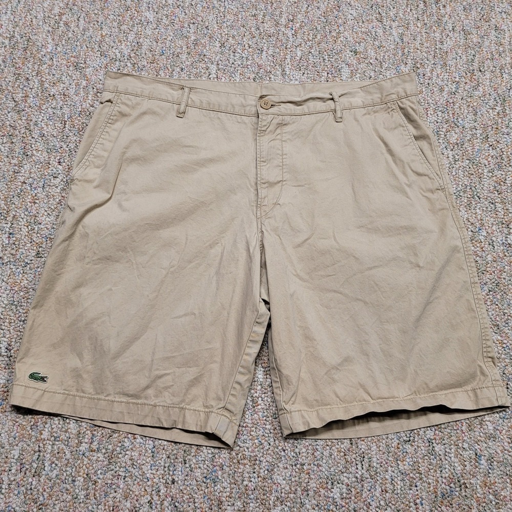 Lacoste Shorts Mens 40 Khaki Beige Classic Fit Chino Cotton Twill Golf Preppy